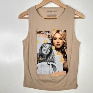 Vintage Y2K Tan Britney Spears Graphic Tank Top
